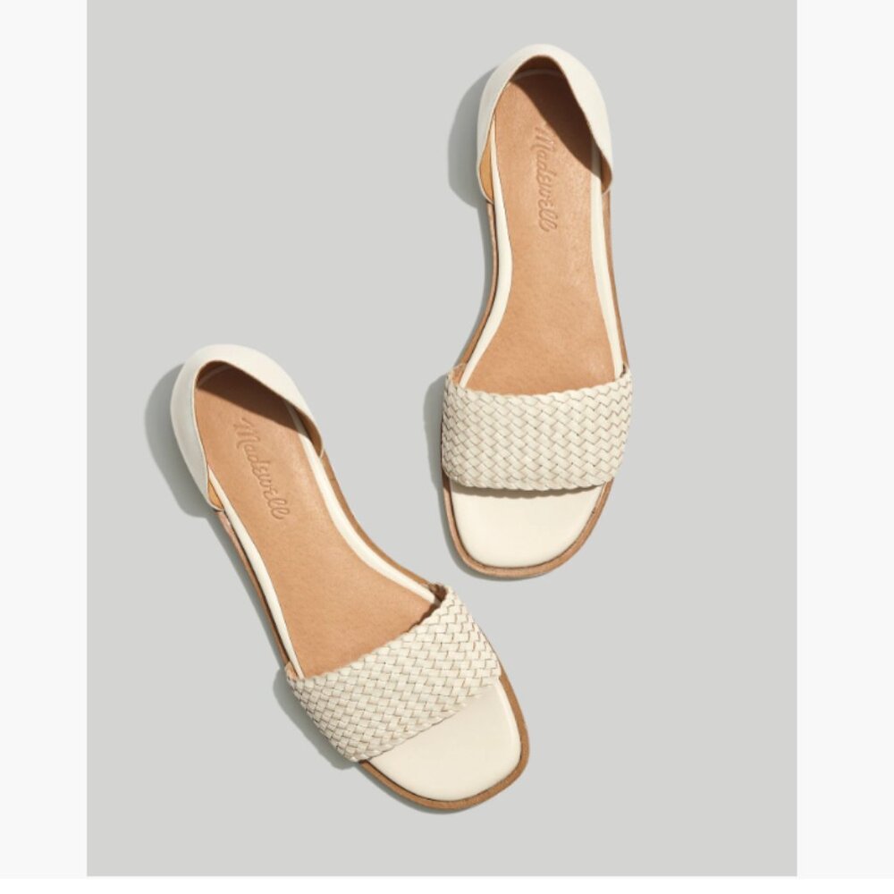 Madewell Woven D'Orsay Flats in Leather size 9 in Pale Oyster